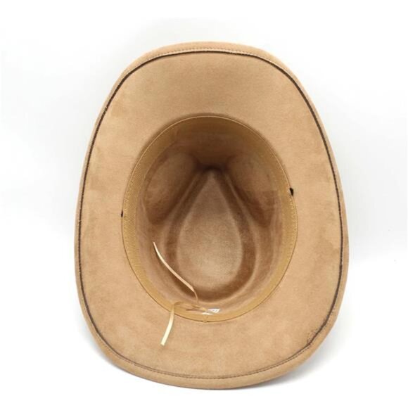 Suede Cowboy Cowgirl Hat Classic Khaki - Picture 5 of 6